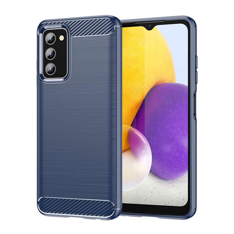 For Samsung Galaxy A03s US Version Brushed Texture Carbon Fiber TPU Phone Case(Black)