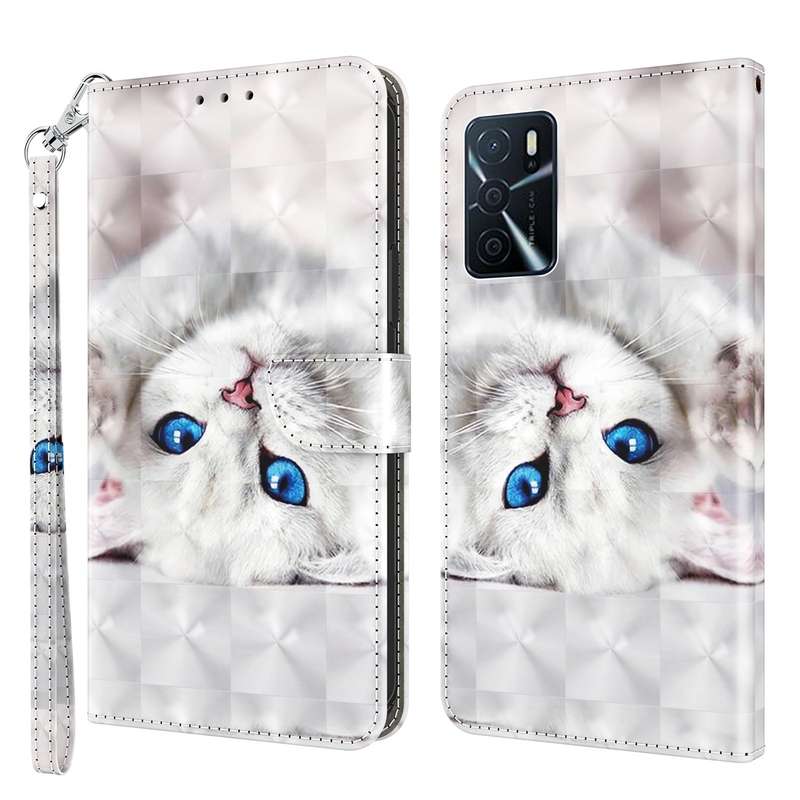 For OPPO A16 / A16s / A54s 3D Painted Leather Phone Case(Two Loving Cats)