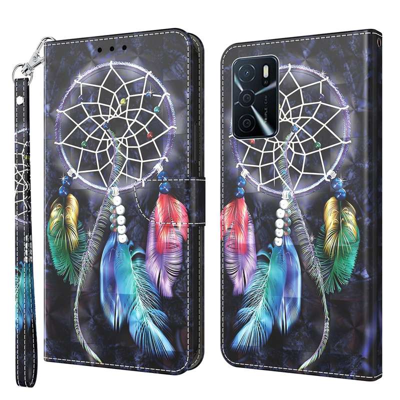 For OPPO A16 / A16s / A54s 3D Painted Leather Phone Case(Two Loving Cats)