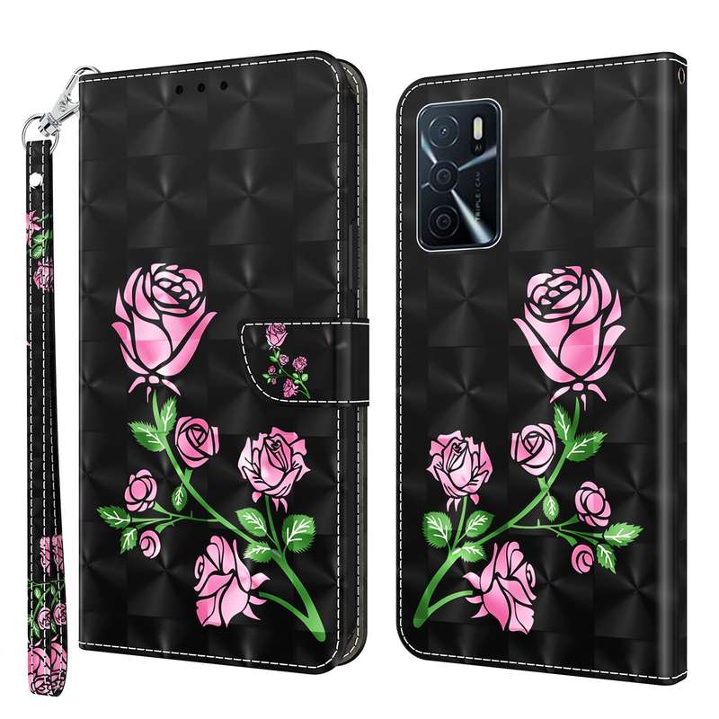For OPPO A16 / A16s / A54s 3D Painted Leather Phone Case(Two Loving Cats)