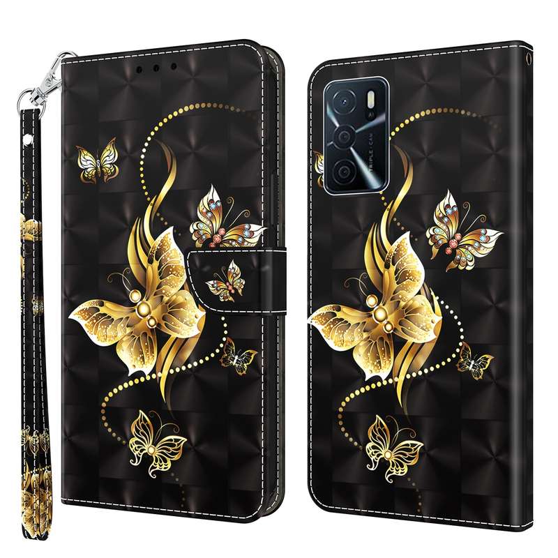 For OPPO A16 / A16s / A54s 3D Painted Leather Phone Case(Two Loving Cats)