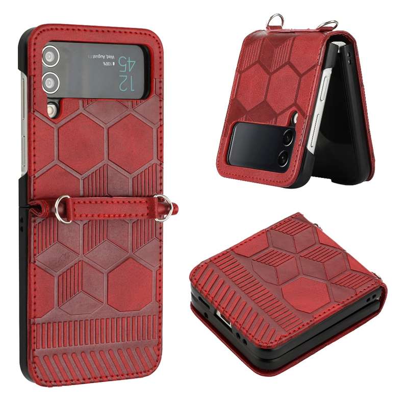 For Samsung Galaxy Z Flip4 Football Texture Leather Phone Case(Brown)