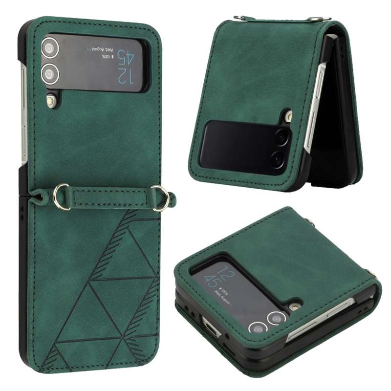 For Samsung Galaxy Z Flip4 3D Embossed Leather Phone Case(Wine Red)