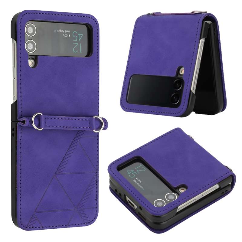 For Samsung Galaxy Z Flip4 3D Embossed Leather Phone Case(Wine Red)