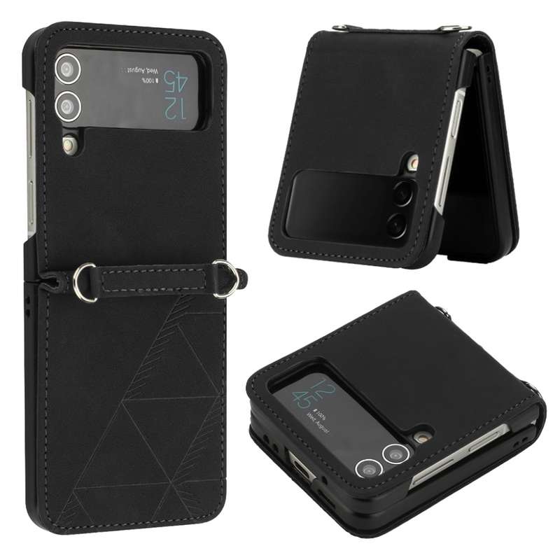 For Samsung Galaxy Z Flip4 3D Embossed Leather Phone Case(Wine Red)