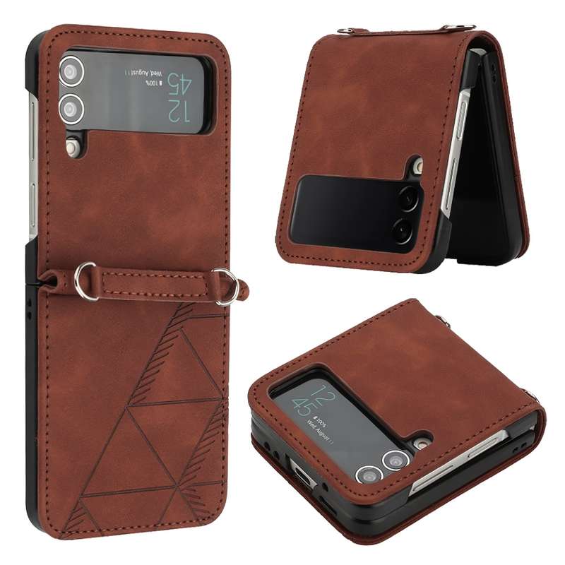For Samsung Galaxy Z Flip4 3D Embossed Leather Phone Case(Wine Red)