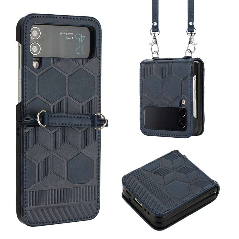 For Samsung Galaxy Z Flip4 Crossbody Football Texture Leather Phone Case(Red)