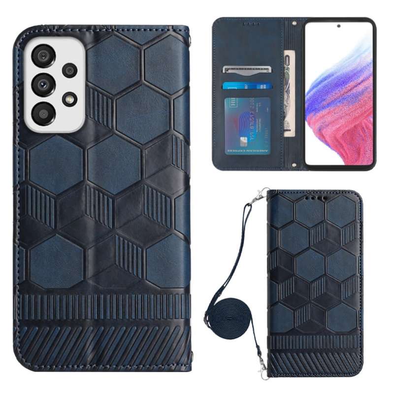 For Samsung Galaxy A73 5G Crossbody Football Texture Magnetic PU Phone Case(Black)