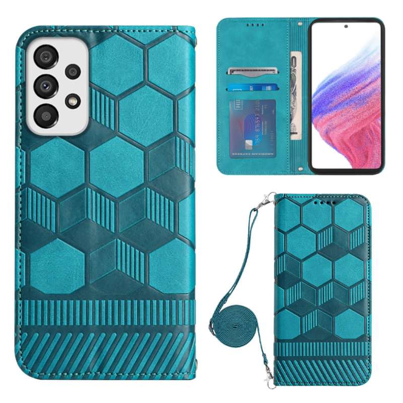 For Samsung Galaxy A73 5G Crossbody Football Texture Magnetic PU Phone Case(Black)
