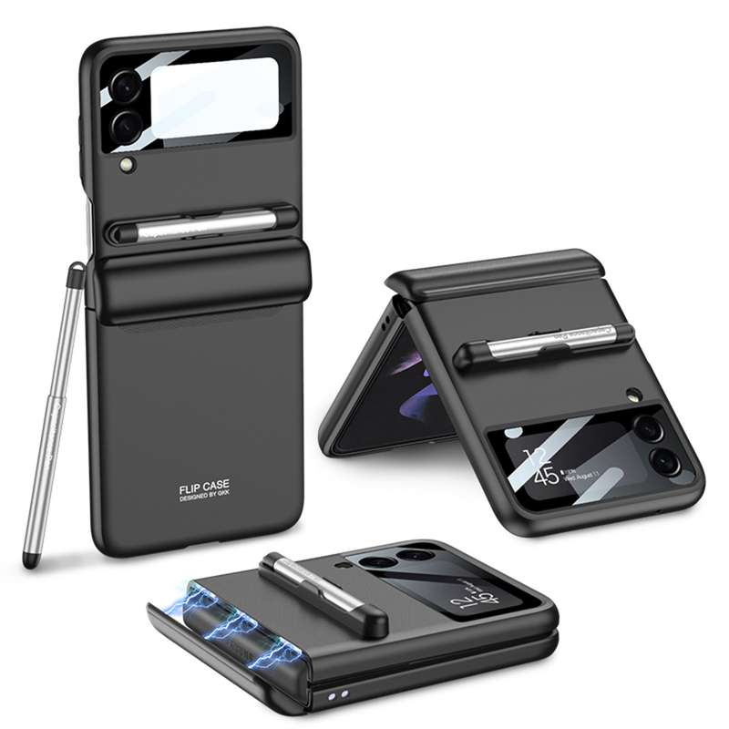 For Samsung Galaxy Z Flip4 GKK Magnetic Full Coverage Phone Flip Case with Pen(Purple)