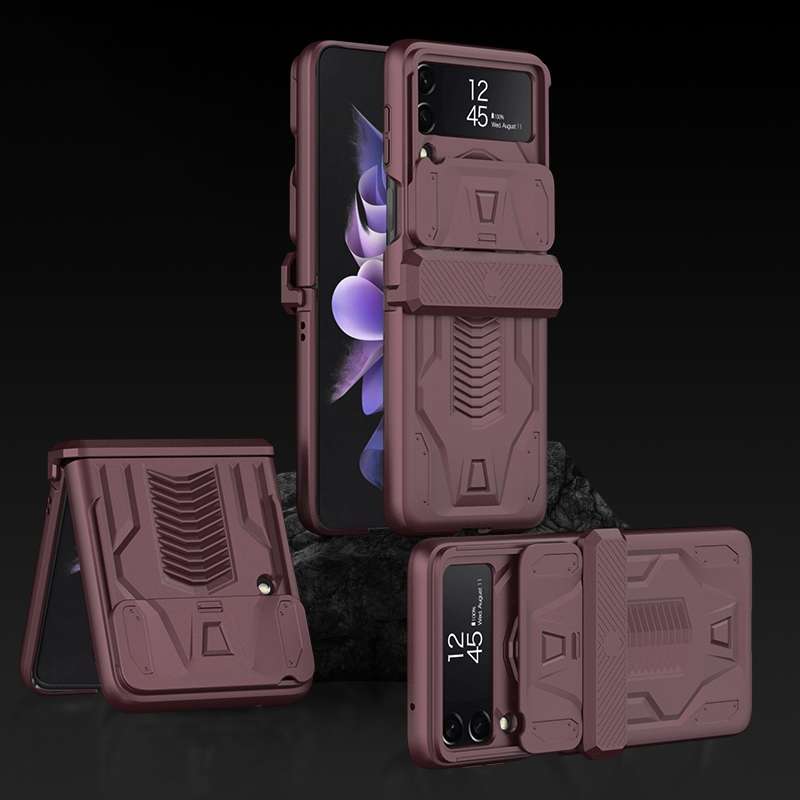 For Samsung Galaxy Z Flip4 GKK Sliding Camshield Magnetic Armor Flip Phone Case(Sweet Pink)