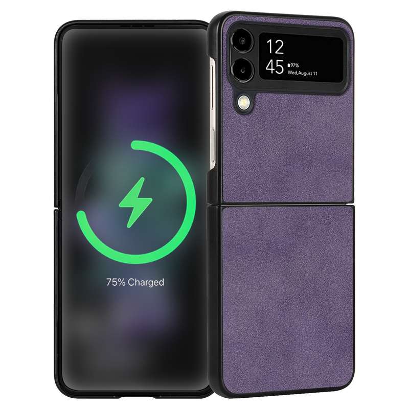 For Samsung Galaxy Z Flip4 Lambskin Texture Leather Folded Phone Case(Black)