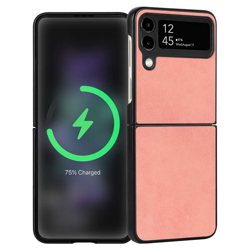 For Samsung Galaxy Z Flip4 Lambskin Texture Leather Folded Phone Case(Black)