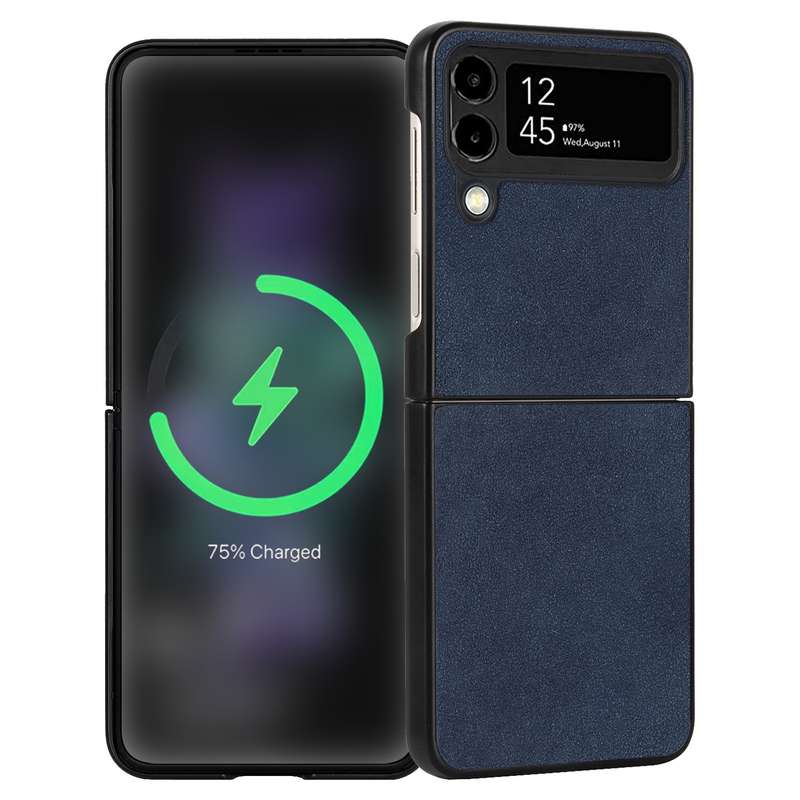 For Samsung Galaxy Z Flip4 Lambskin Texture Leather Folded Phone Case(Black)
