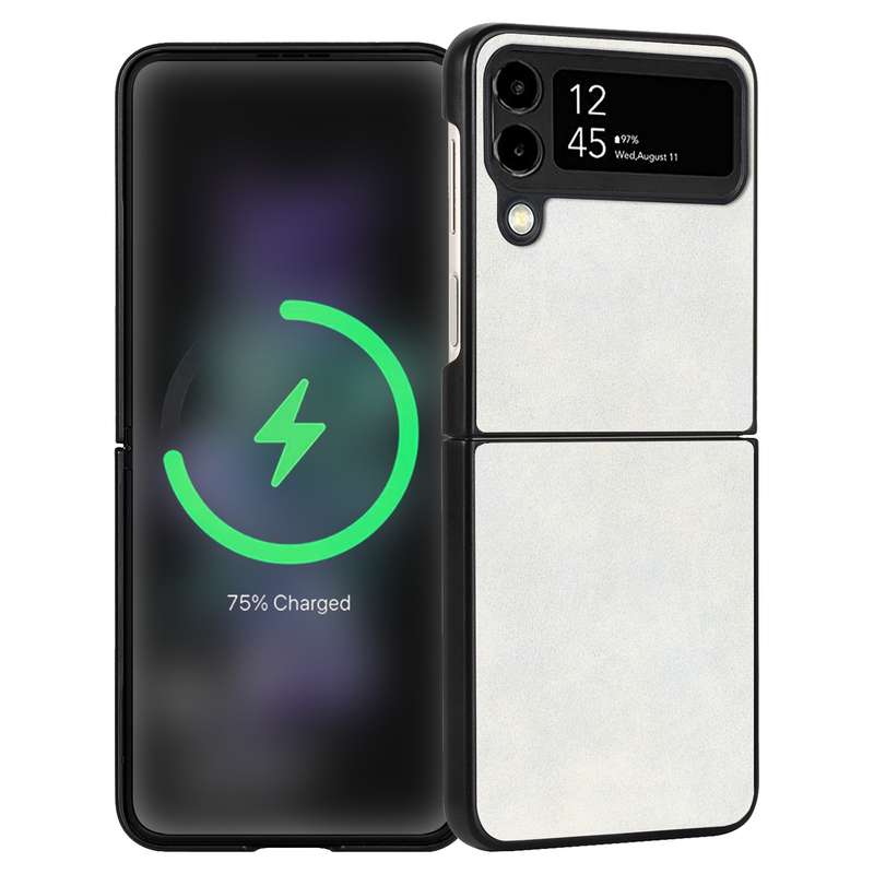 For Samsung Galaxy Z Flip4 Lambskin Texture Leather Folded Phone Case(Black)