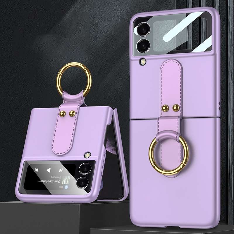 For Samsung Galaxy Z Flip4 GKK Ultra-thin PC Full Coverage Phone Flip Case with Ring Holder(Black)