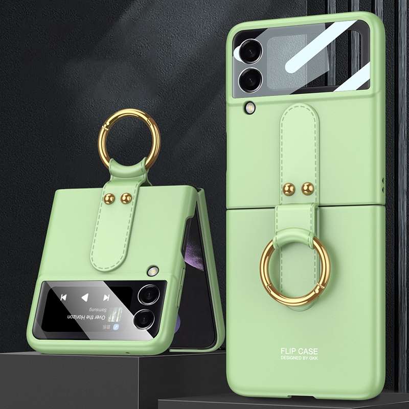For Samsung Galaxy Z Flip4 GKK Ultra-thin PC Full Coverage Phone Flip Case with Ring Holder(Black)
