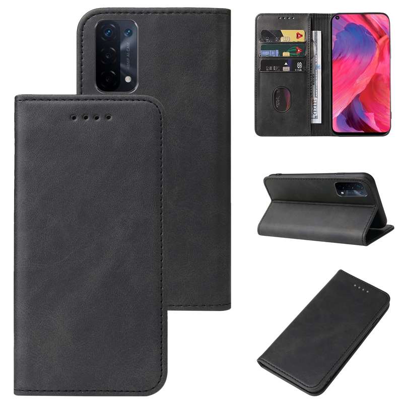 For OPPO A74 5G Magnetic Closure Leather Phone Case(Blue)