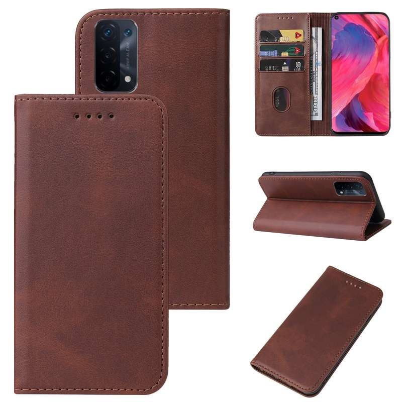 For OPPO A74 5G Magnetic Closure Leather Phone Case(Blue)