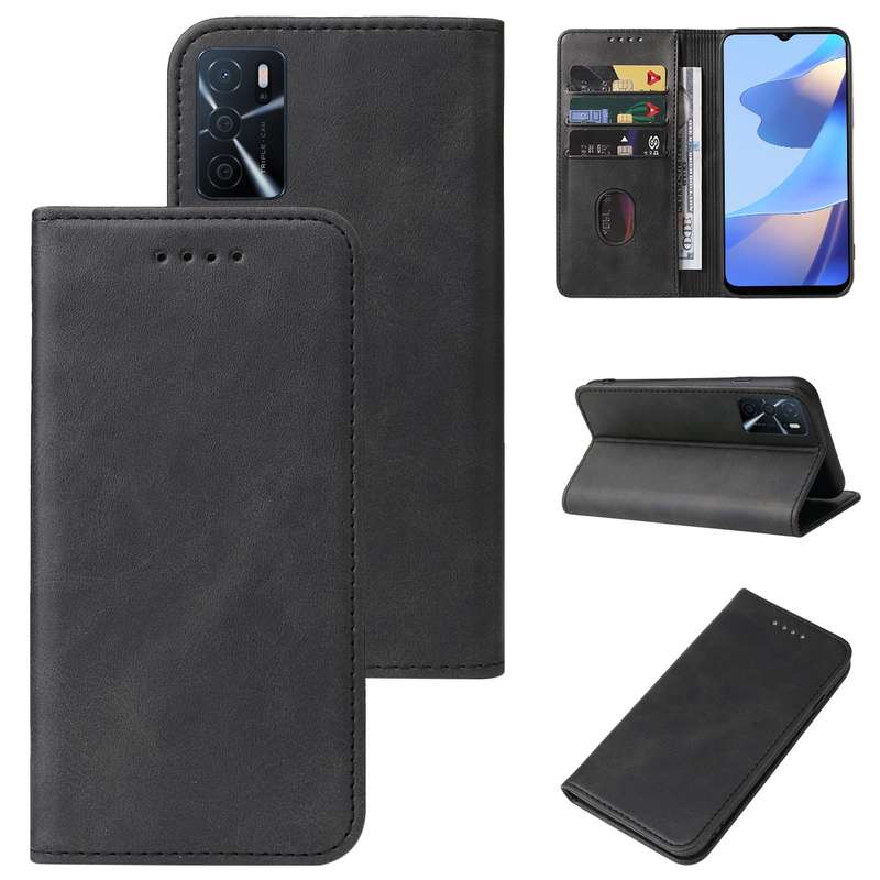 For OPPO A16s Magnetic Closure Leather Phone Case(Brown)