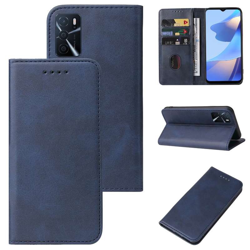 For OPPO A16s Magnetic Closure Leather Phone Case(Brown)