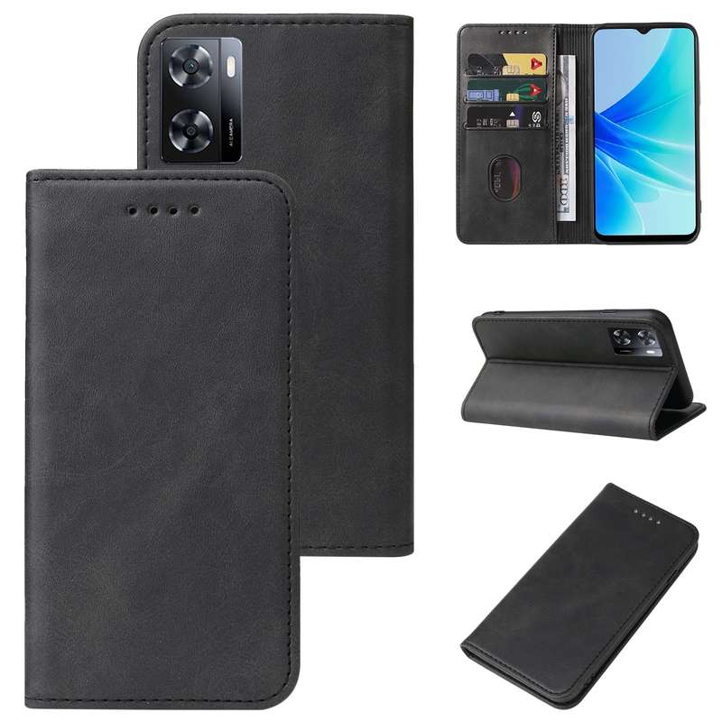 For OPPO A57 4G Magnetic Closure Leather Phone Case(Brown)