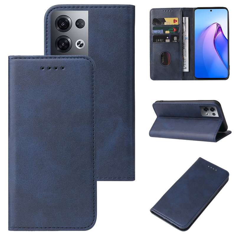 For OPPO Reno8 Pro Magnetic Closure Leather Phone Case(Black)