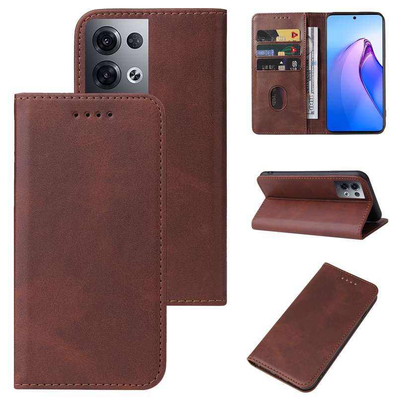 For OPPO Reno8 Pro Magnetic Closure Leather Phone Case(Black)