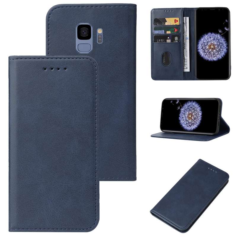 For Samsung Galaxy S9 Magnetic Closure Leather Phone Case(Blue)