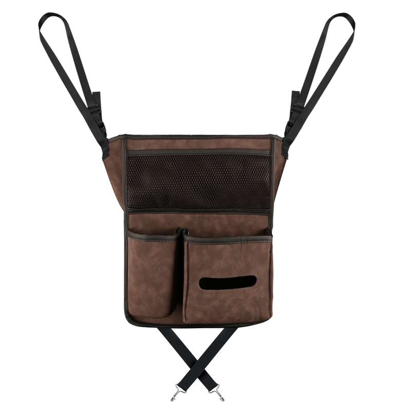 Car Center Console Hanging Bag Sheepskin Leather Storage Bag(Brown)