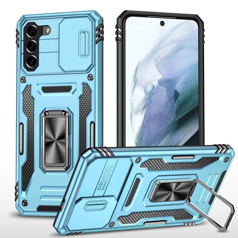 For Samsung Galaxy S22+ 5G Armor PC + TPU Camera Shield Phone Case(Black)