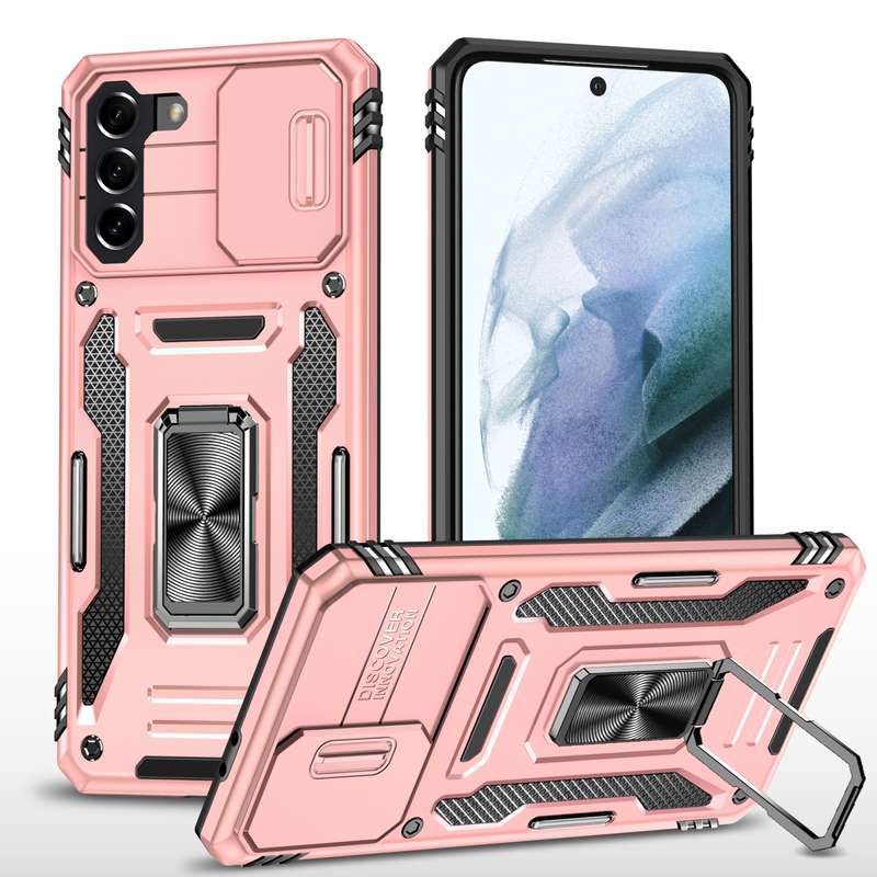 For Samsung Galaxy S22+ 5G Armor PC + TPU Camera Shield Phone Case(Black)