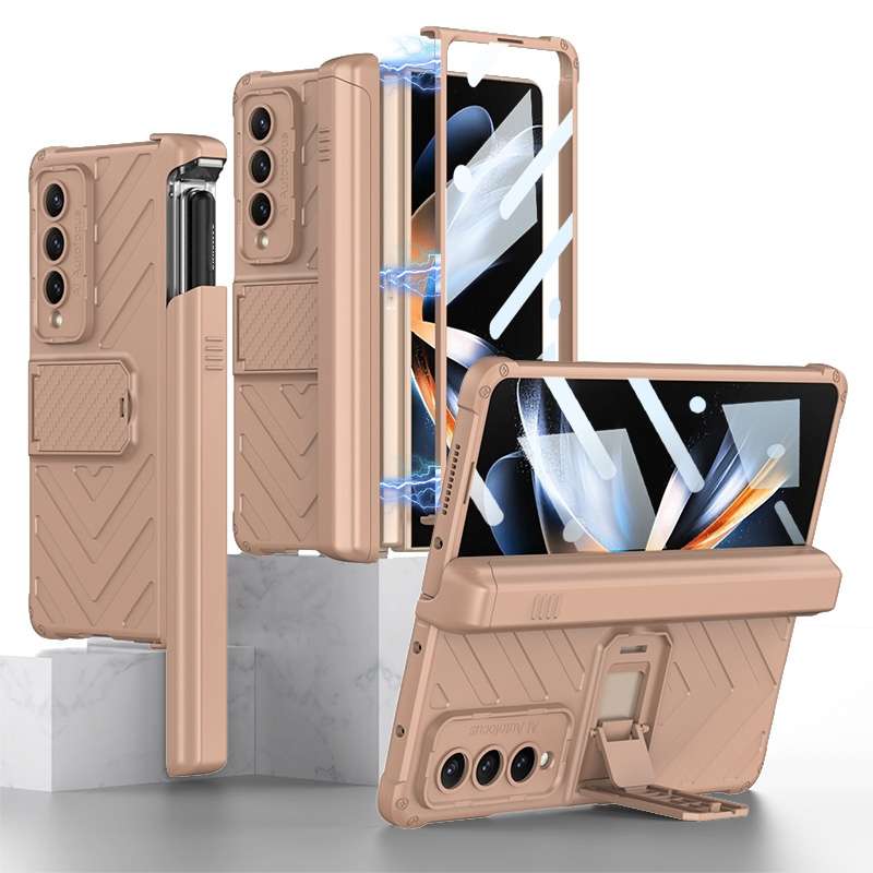 For Samsung Galaxy Z Fold4 GKK Integrated Magnetic Armor Flip Phone Case With Pen Box(Silver)