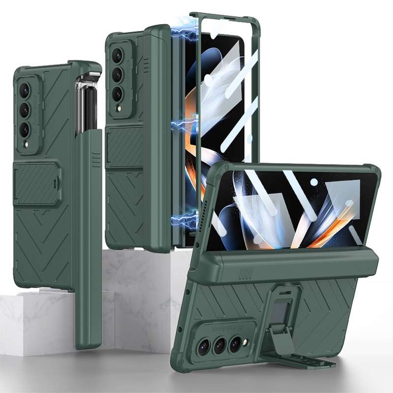 For Samsung Galaxy Z Fold4 GKK Integrated Magnetic Armor Flip Phone Case With Pen Box(Silver)