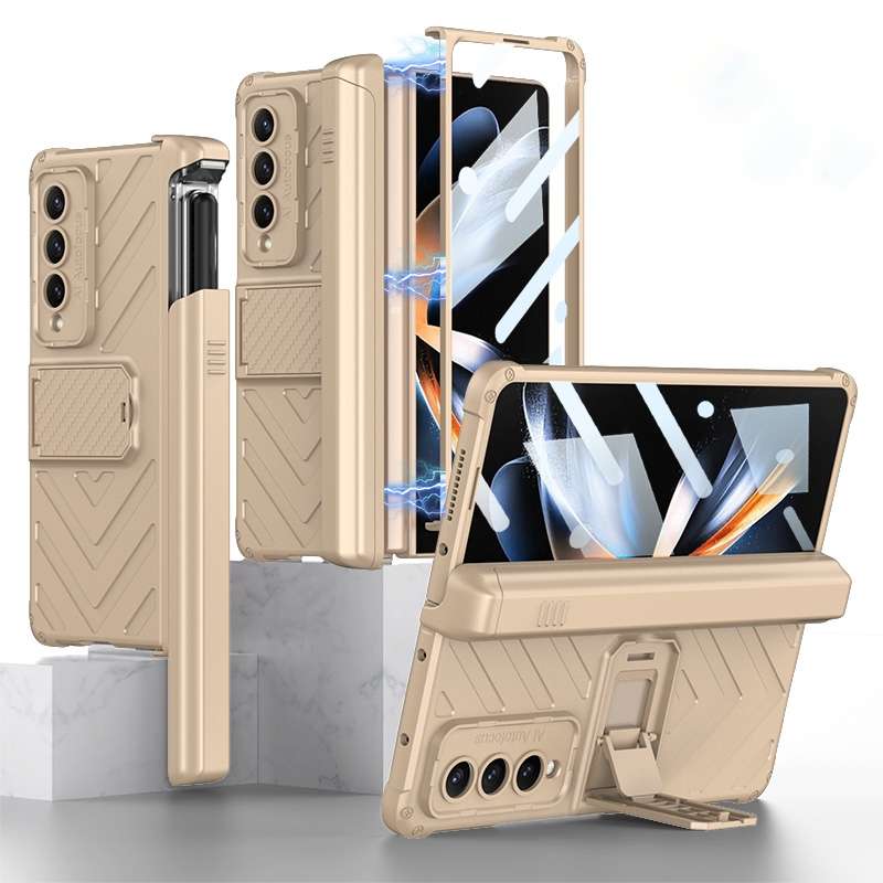 For Samsung Galaxy Z Fold4 GKK Integrated Magnetic Armor Flip Phone Case With Pen Box(Silver)