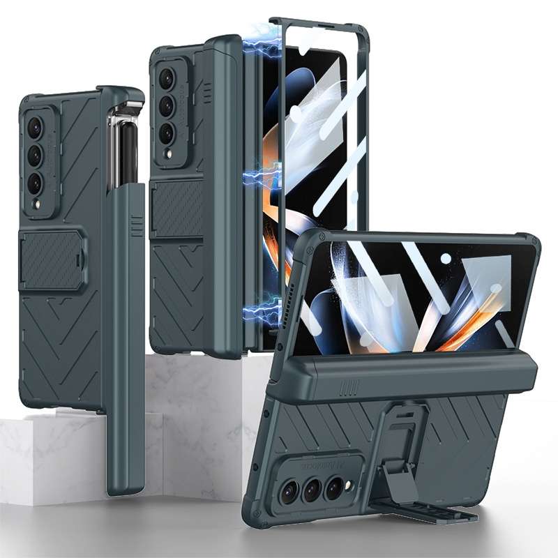 For Samsung Galaxy Z Fold4 GKK Integrated Magnetic Armor Flip Phone Case With Pen Box(Silver)