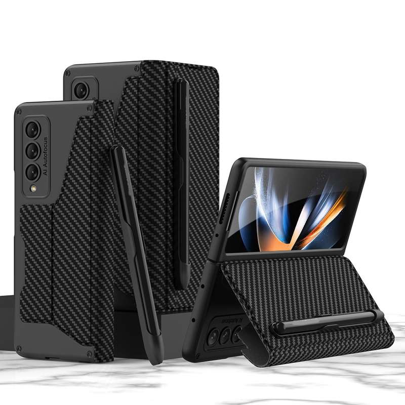 For Samsung Galaxy Z Fold4 GKK Armor Flip Leather Phone Case with Pen Slots(Black)