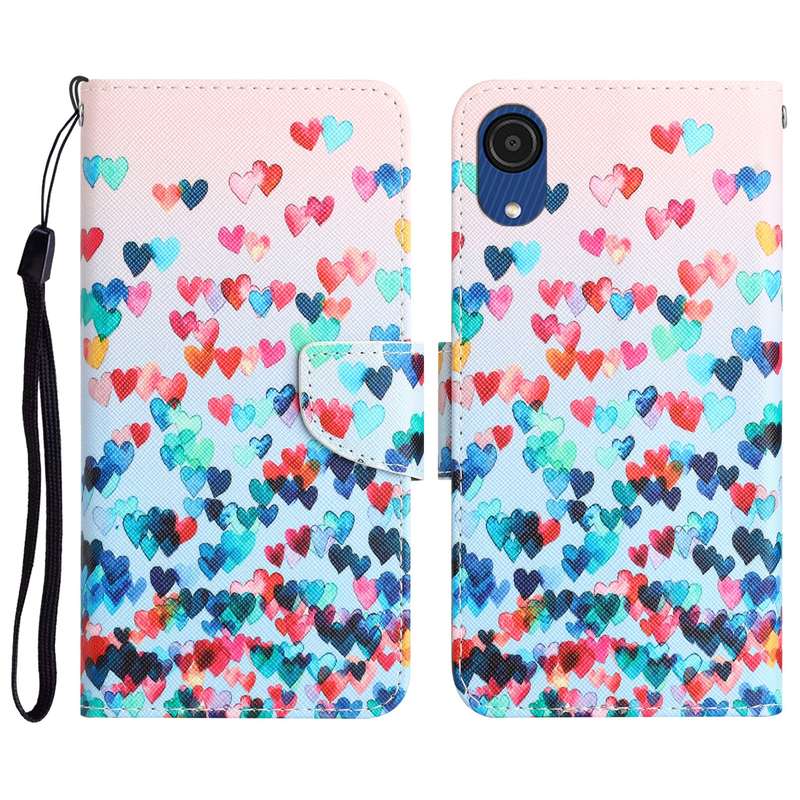 For Samsung Galaxy A03 Core Colored Drawing Leather Phone Case(Giraffes)