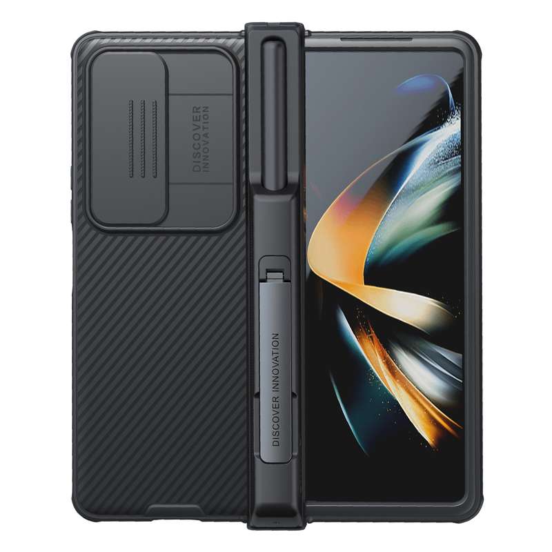 For Samsung Galaxy Z Fold4 5G NILLKIN Black Mirror Pro Series Camshield PC Phone Case with Pen Slot,