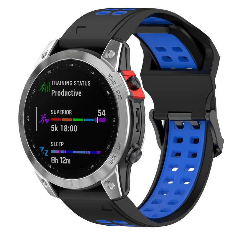 For Garmin Fenix 7S / 6S / 5S Two-color Silicone Watch Band(Blue Teal)