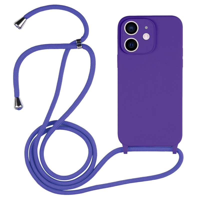 For iPhone 13 Pro Crossbody Lanyard Liquid Silicone Case(Pine Needle Green)