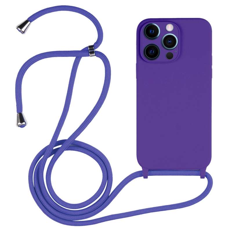 For iPhone 12 Pro Crossbody Lanyard Liquid Silicone Case(Pink)