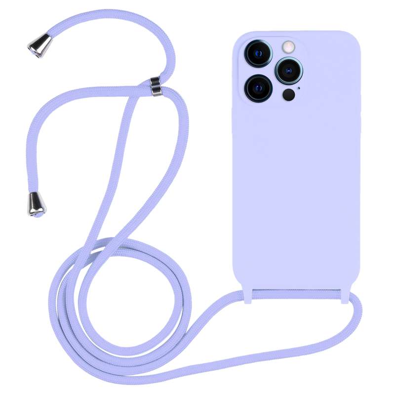 For iPhone 12 Pro Crossbody Lanyard Liquid Silicone Case(Pink)