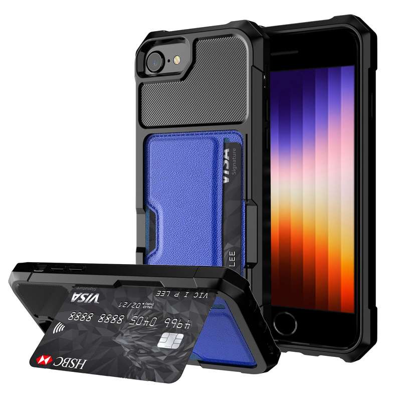 For iPhone SE 2022 / SE 2020 / 8 / 7 ZM02 Card Slot Holder Phone Case(Black)