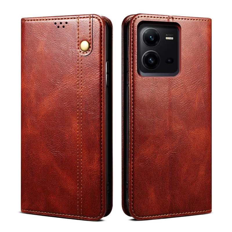 For vivo V25 Oil Wax Crazy Horse Texture Leather Phone Case(Green)