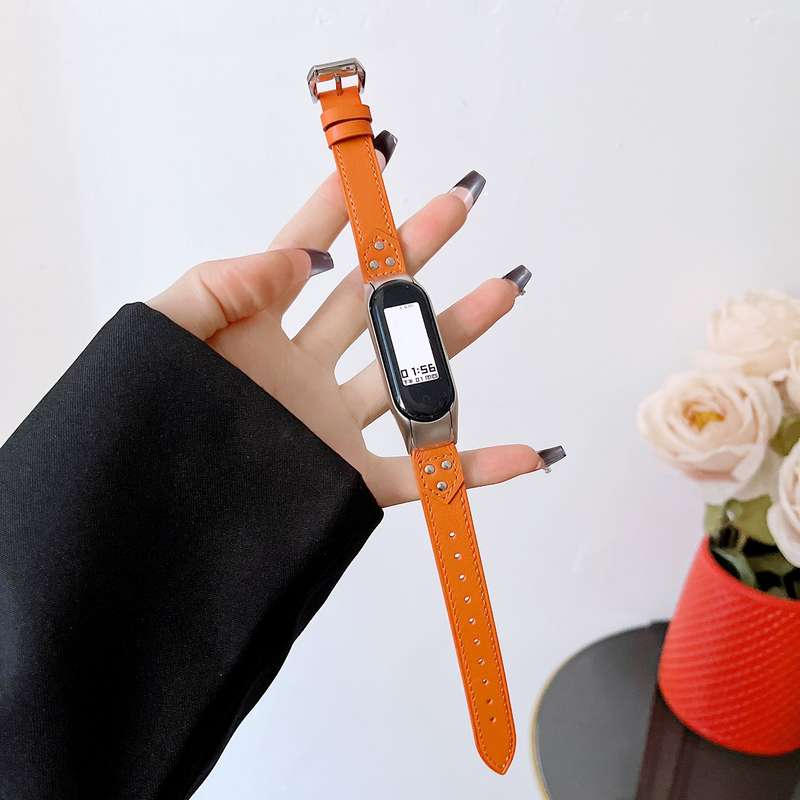 For Xiaomi Mi Band 7 Buckle Genuine Leather Watch Band(Brown)