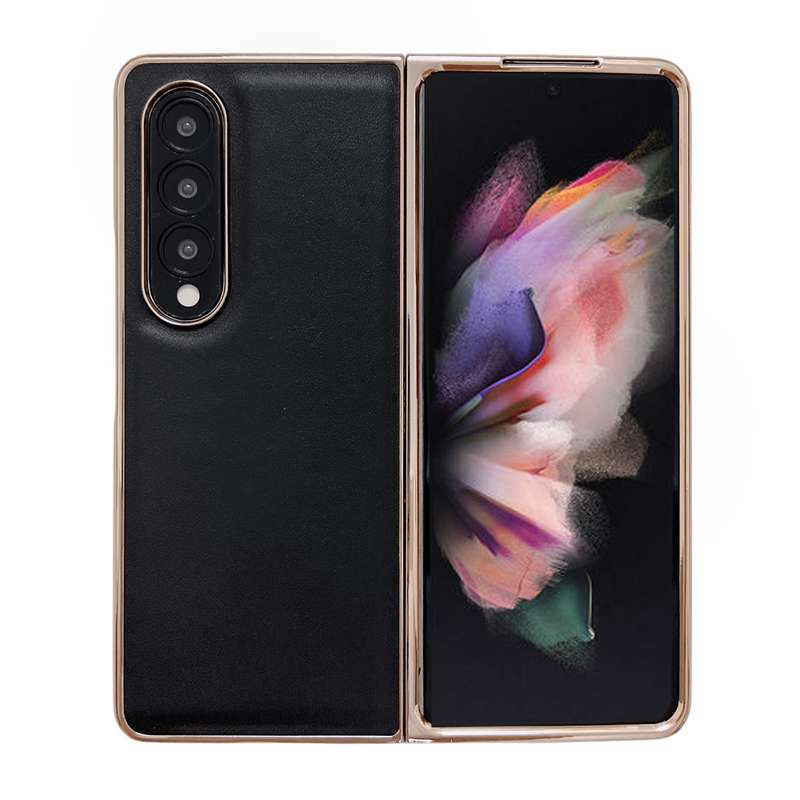For Samsung Galaxy Z Fold3 5G Genuine Leather Xiaoya Series Nano Plating Phone Case(Coffee)