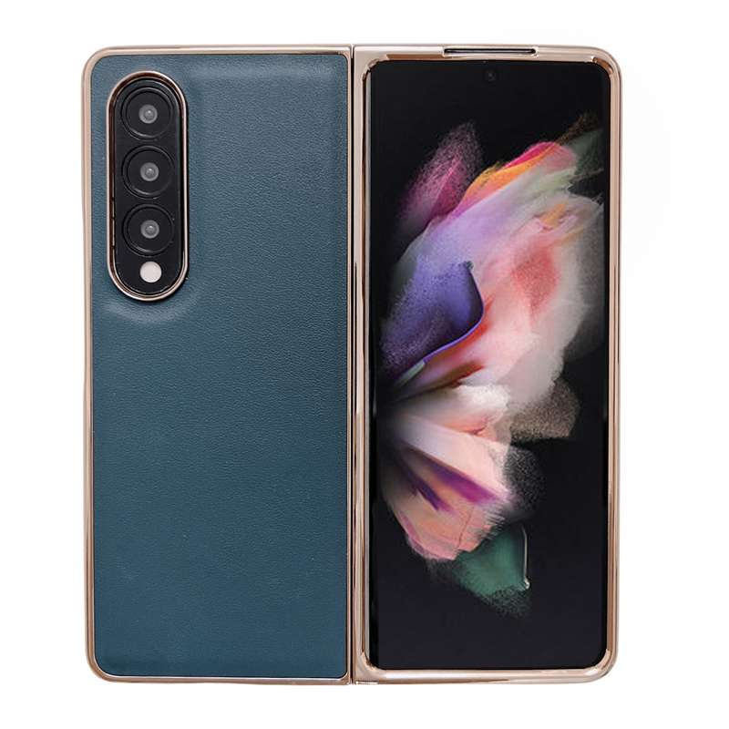 For Samsung Galaxy Z Fold3 5G Genuine Leather Xiaoya Series Nano Plating Phone Case(Coffee)