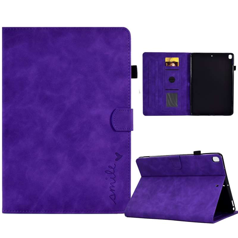 For iPad 10.2 / Air 10.5 2019 Embossed Smile Flip Tablet Leather Smart Case(Brown)
