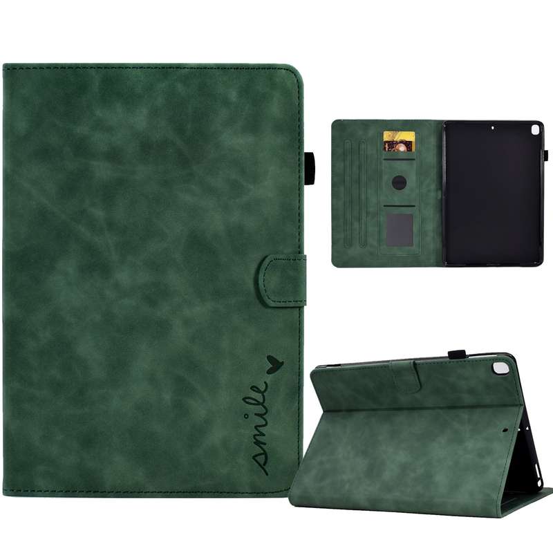 For iPad 10.2 / Air 10.5 2019 Embossed Smile Flip Tablet Leather Smart Case(Brown)